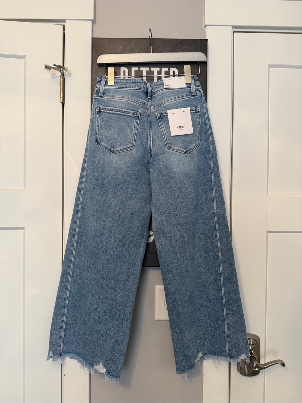 NWT VERVET High-Rise Wide Leg Crop Jeans in Medium Blue - Picture 3 of 5